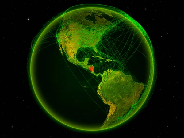 尼加拉瓜从地球上的空间出发 拥有代表国际通信 技术和旅行的数字网络 美国宇航局提供的这张图片的元素 — 图库照片