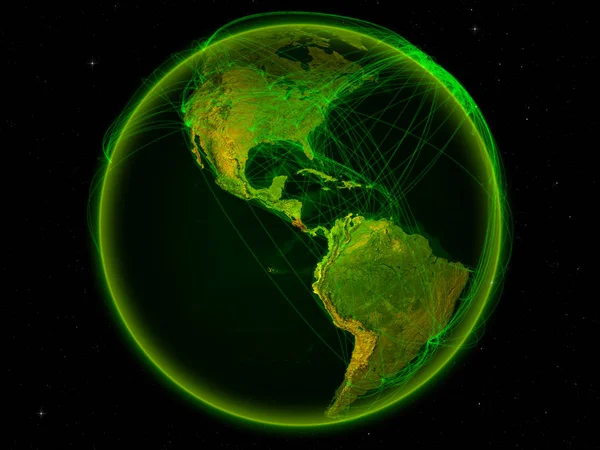 デジタル ネットワークを表す国際的なコミュニケーション 旅行と地球上の領域から コスタリカ イラスト Nasa から提供されたこのイメージの要素 — ストック写真