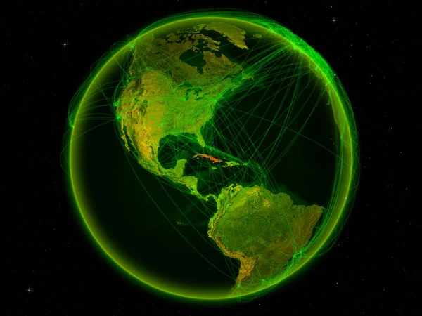 古巴来自地球上的太空 拥有代表国际通信 技术和旅行的数字网络 美国宇航局提供的这张图片的元素 — 图库照片