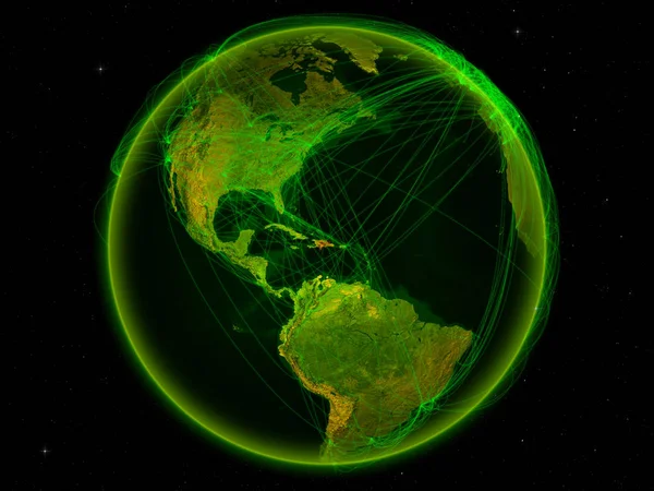 République Dominicaine Espace Sur Planète Terre Avec Réseau Numérique Représentant — Photo