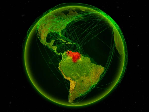 Венесуэла Космоса Планете Земля Цифровой Сетью Представляющей Международные Связи Технологии — стоковое фото