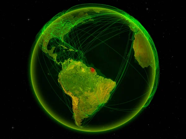 Французская Гвиана Космоса Планете Земля Цифровой Сетью Представляющей Международную Связь — стоковое фото