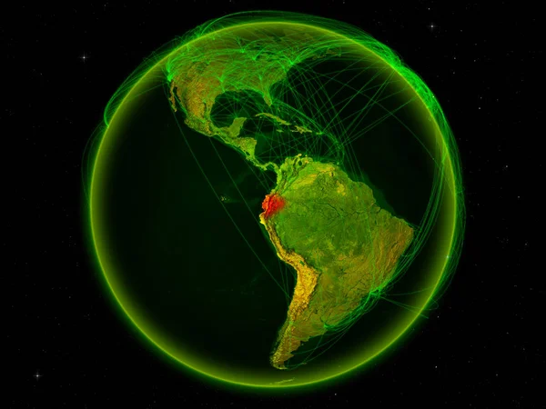 デジタル ネットワークを表す国際的なコミュニケーション 旅行と地球上の領域からエクアドル イラスト Nasa から提供されたこのイメージの要素 — ストック写真