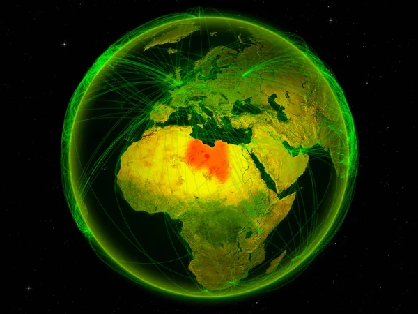 Libia Desde Espacio Planeta Tierra Con Una Red Digital Que —  Fotos de Stock