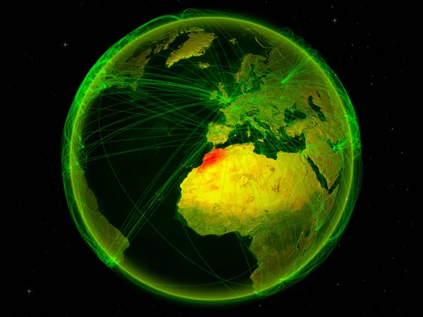 デジタル ネットワークを表す国際的なコミュニケーション 旅行と地球上の領域からモロッコ イラスト Nasa から提供されたこのイメージの要素 — ストック写真