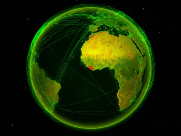 Liberia Från Rymden Planeten Jorden Med Digitala Nätverk Som Företräder — Stockfoto