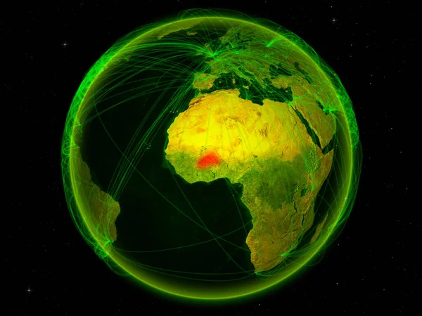 Burkina Faso Desde Espacio Planeta Tierra Con Red Digital Que — Foto de Stock