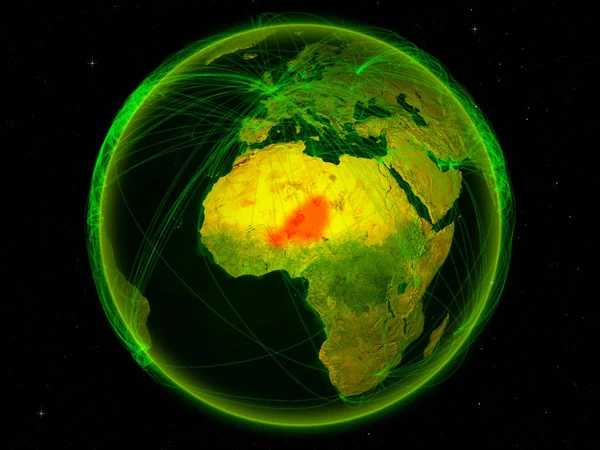 Νίγηρας Από Χώρο Στον Πλανήτη Ψηφιακό Δίκτυο Που Αντιπροσωπεύει Διεθνή — Φωτογραφία Αρχείου