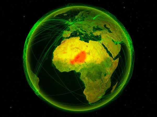 デジタル ネットワークを表す国際的なコミュニケーション 旅行と地球上の領域からニジェール イラスト Nasa から提供されたこのイメージの要素 — ストック写真