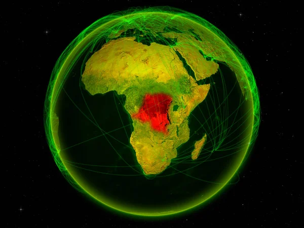 デジタル ネットワークを表す国際的なコミュニケーション 旅行と地球上の領域からコンゴ共和国 イラスト Nasa から提供されたこのイメージの要素 — ストック写真