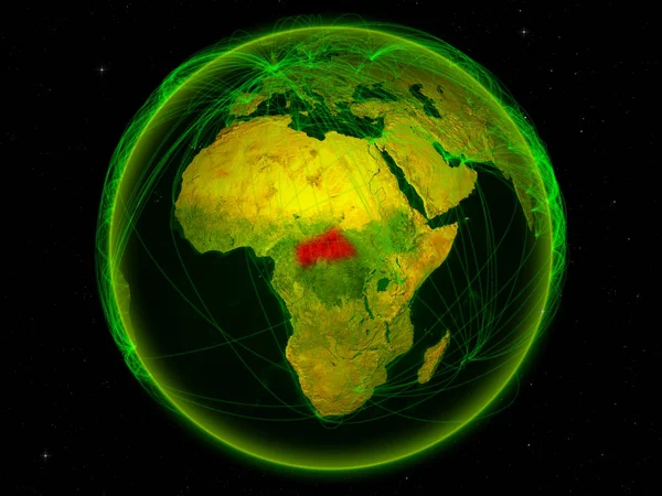 Střední Afriky Místa Planetě Zemi Digitálních Sítí Představující Mezinárodní Komunikace — Stock fotografie