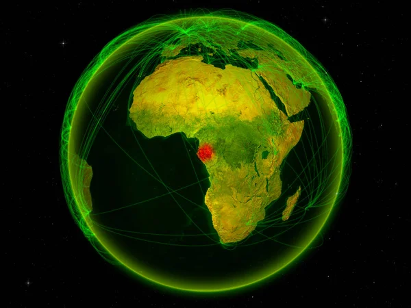 Gabun Vesmíru Planetě Zemi Digitálních Sítí Představující Mezinárodní Komunikace Technologie — Stock fotografie