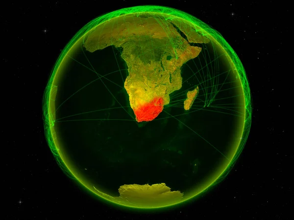 Sydafrika Från Rymden Planeten Jorden Med Digitala Nätverk Som Företräder — Stockfoto