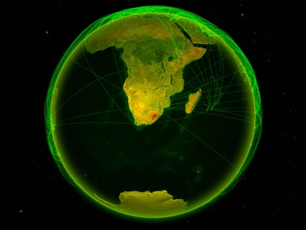 Lesotho Från Rymden Planeten Jorden Med Digitala Nätverk Som Företräder — Stockfoto