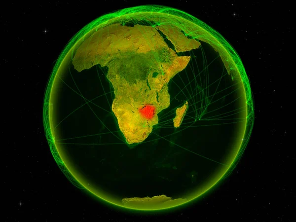 Zimbabwe Místa Planetě Zemi Digitálních Sítí Představující Mezinárodní Komunikace Technologie — Stock fotografie