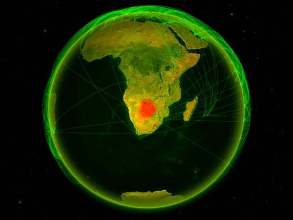 博茨瓦纳从地球上的空间出发 拥有代表国际通信 技术和旅行的数字网络 美国宇航局提供的这张图片的元素 — 图库照片