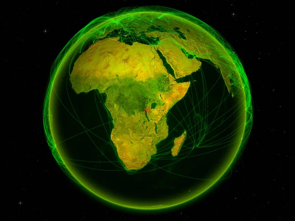 Burundi Espaço Planeta Terra Com Rede Digital Representando Comunicação Internacional — Fotografia de Stock