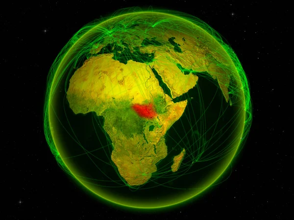 Sudão Sul Espaço Planeta Terra Com Rede Digital Representando Comunicação — Fotografia de Stock