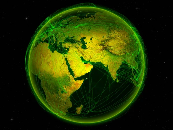 Emiratos Árabes Unidos Desde Espacio Planeta Tierra Con Una Red —  Fotos de Stock
