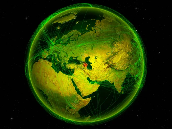 Azerbejdżan Miejsca Ziemi Cyfrowej Sieci Reprezentujących Międzynarodowej Komunikacji Technologii Podróży — Zdjęcie stockowe
