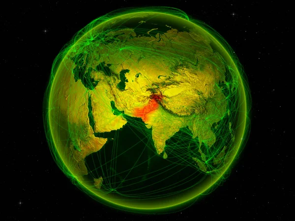 Pakistan Espace Sur Planète Terre Avec Réseau Numérique Représentant Communication — Photo