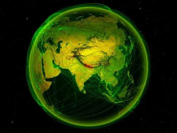 Nepal Miejsca Ziemi Cyfrowej Sieci Reprezentujących Międzynarodowej Komunikacji Technologii Podróży — Zdjęcie stockowe