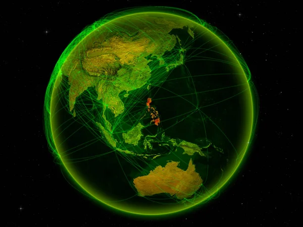 Filippijnen Vanuit Ruimte Planeet Aarde Met Digitale Netwerk Vertegenwoordigers Van — Stockfoto
