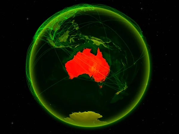 デジタル ネットワークを表す国際的なコミュニケーション 旅行と地球上の領域からオーストラリア イラスト Nasa から提供されたこのイメージの要素 — ストック写真