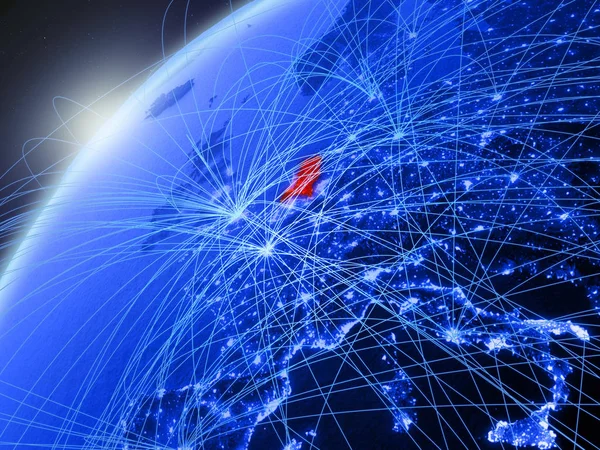 Holland Modell Zöld Bolygó Föld Nemzetközi Hálózatok Kék Digitális Kommunikációs — Stock Fotó