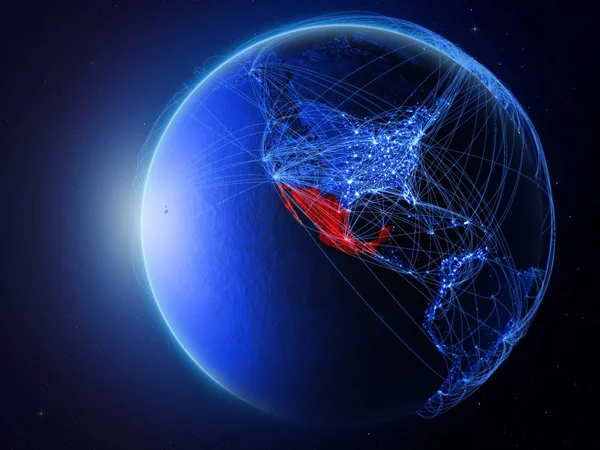Meksyk Miejsca Ziemi Niebieski Sieci Cyfrowej Reprezentujących Międzynarodowej Komunikacji Technologii — Zdjęcie stockowe