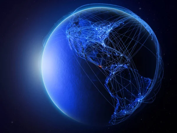 Costa Rica Espaço Planeta Terra Com Rede Digital Azul Representando — Fotografia de Stock