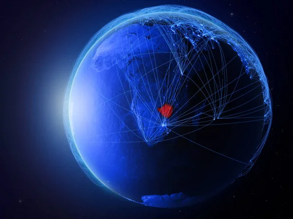Zimbábue Espaço Planeta Terra Com Rede Digital Azul Representando Comunicação — Fotografia de Stock