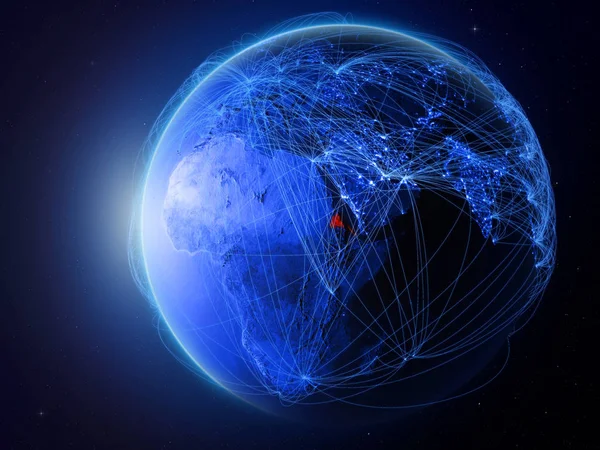 Eritrea Hely Földön Kék Digitális Hálózat Nemzetközi Kommunikáció Technológia Utazási — Stock Fotó