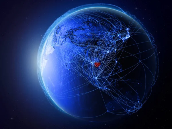 Камбоджа Космосу Планеті Земля Синій Цифрові Мережі Представляють Міжнародного Язку — стокове фото