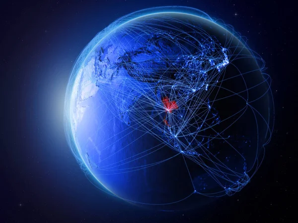Tajlandia Miejsca Ziemi Niebieski Sieci Cyfrowej Reprezentujących Międzynarodowej Komunikacji Technologii — Zdjęcie stockowe