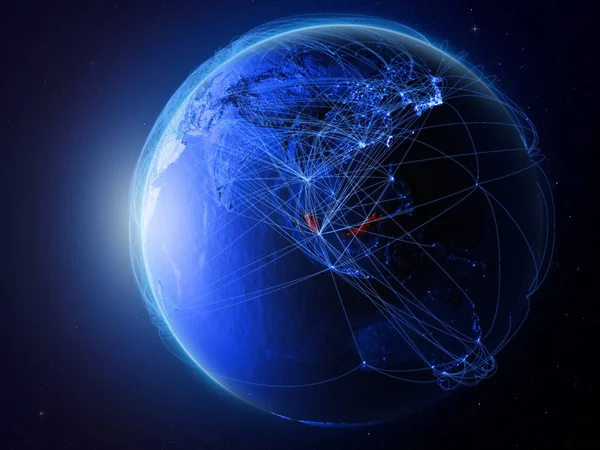 Малайзія Космосу Планеті Земля Синій Цифрові Мережі Представляють Міжнародного Язку — стокове фото