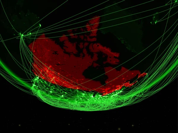 Canadá Modelo Verde Planeta Terra Com Rede Que Representa Idade — Fotografia de Stock