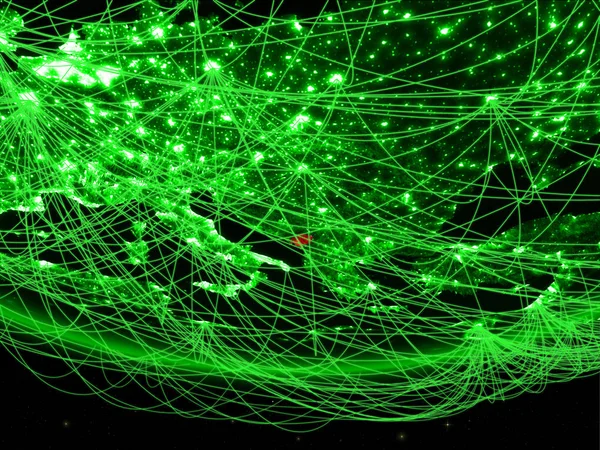Monténégro Sur Modèle Vert Planète Terre Avec Réseau Représentant Âge — Photo