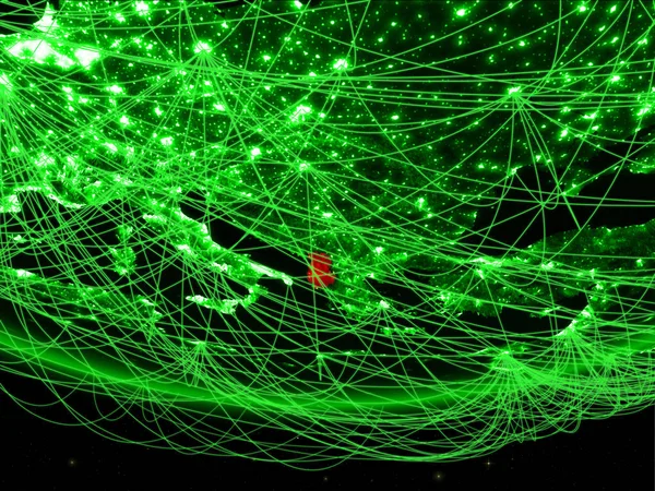 Албания Зеленой Модели Планеты Земля Сетью Представляющей Зеленый Возраст Путешествия — стоковое фото