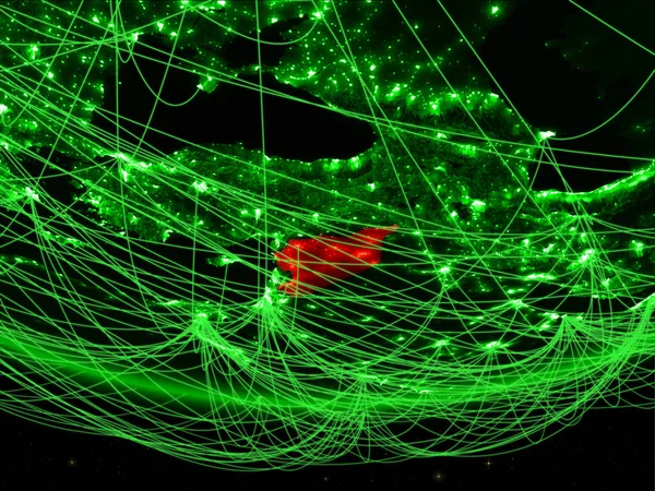Sýrie Zelený Model Planety Země Sítí Představující Zelené Věku Cestování — Stock fotografie