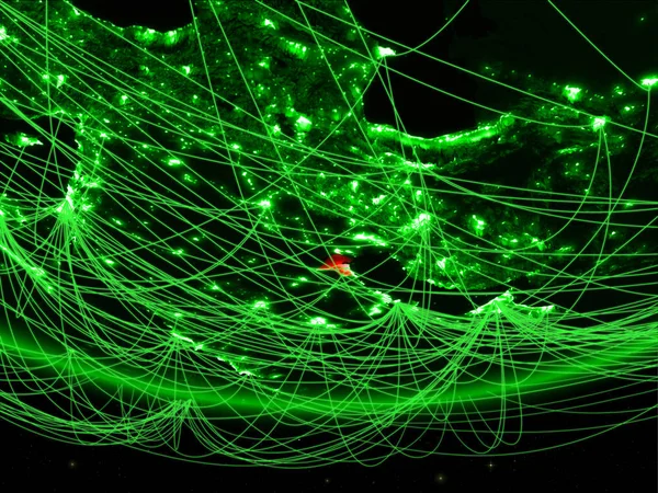 Koeweit Groene Model Van Planeet Aarde Met Netwerk Groene Leeftijd — Stockfoto