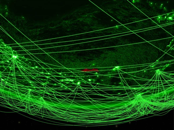 ネットワークを表す緑の時代 通信と地球の緑のモデルにブータン イラスト Nasa から提供されたこのイメージの要素 — ストック写真