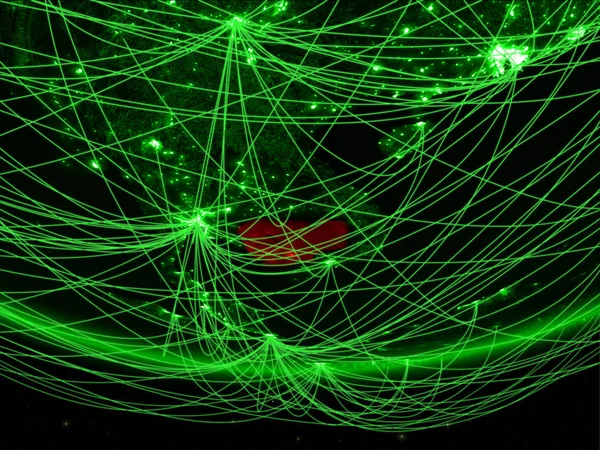 ネットワークを表す緑の時代 通信と地球の緑のモデルにカンボジア イラスト Nasa から提供されたこのイメージの要素 — ストック写真