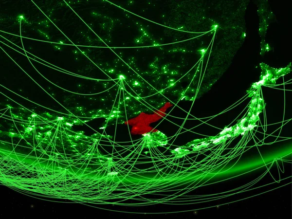 Noord Korea Groene Model Van Planeet Aarde Met Netwerk Groene — Stockfoto