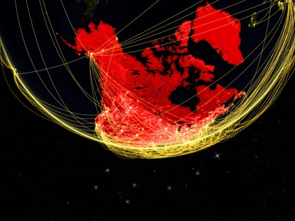 Ameryce Północnej Dark Earth Sieci Koncepcja Połączeń Międzykontynentalnych Ilustracja Elementy — Zdjęcie stockowe