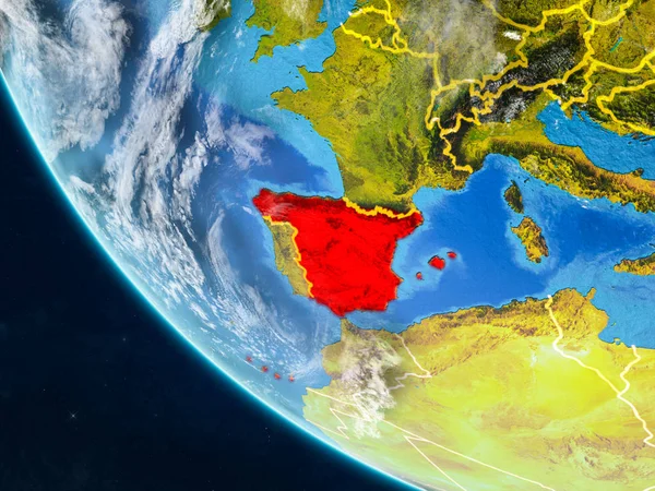 Espanha Planeta Terra Partir Espaço Com Fronteiras País Detalhe Muito — Fotografia de Stock