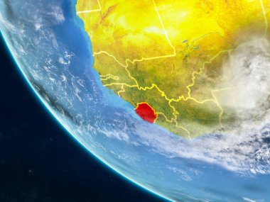 Sierra Leone Planet Earth ülke sınırları ile uzaydan. Çok ince ayrıntı gezegenin yüzey ve bulutlar. 3D çizim. Nasa tarafından döşenmiş bu görüntü unsurları.