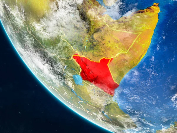 Kenya Planeten Jorden Från Rymden Med Landsgränser Mycket Fin Detalj — Stockfoto