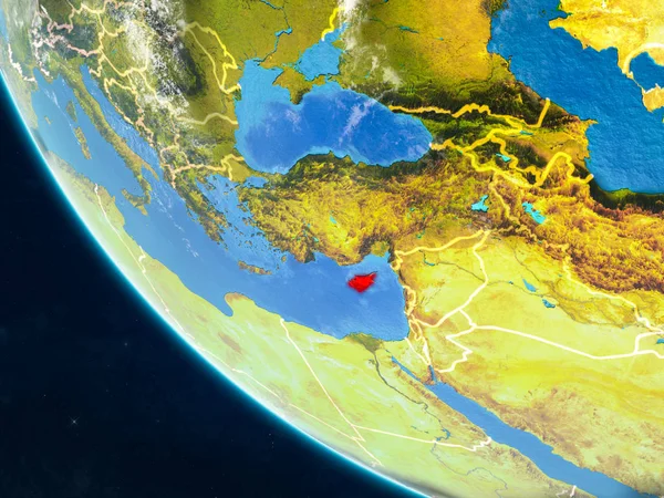 Cyprus Planeet Aarde Vanuit Ruimte Met Landsgrenzen Zeer Fijne Detail — Stockfoto