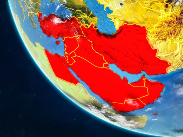 Midden Oosten Planeet Aarde Vanuit Ruimte Met Landsgrenzen Zeer Fijne — Stockfoto